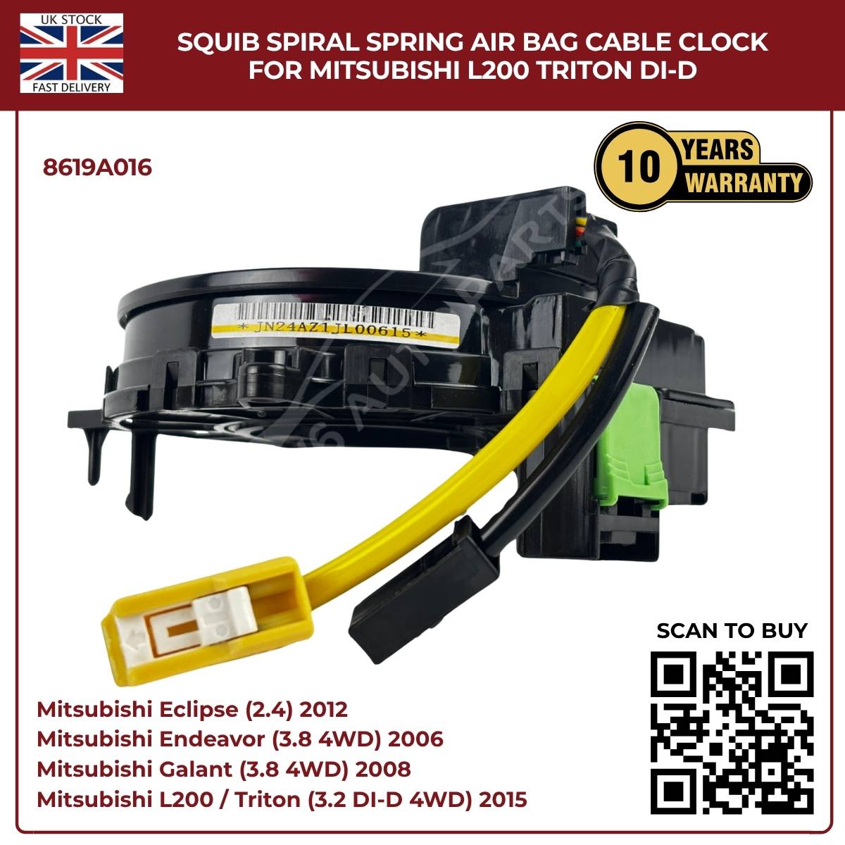 Squib Spiral Spring Airbag Clock Cable for Mitsubishi L200 Triton DI-D