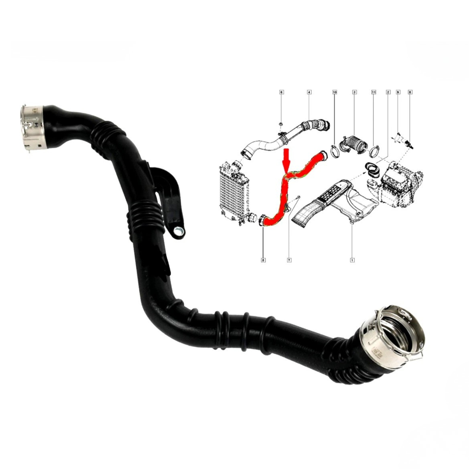 Turbocharger Air Intake Intercooler Hose Pipe 144602443R – Fits Nissan Qashqai 1.5 dCi
