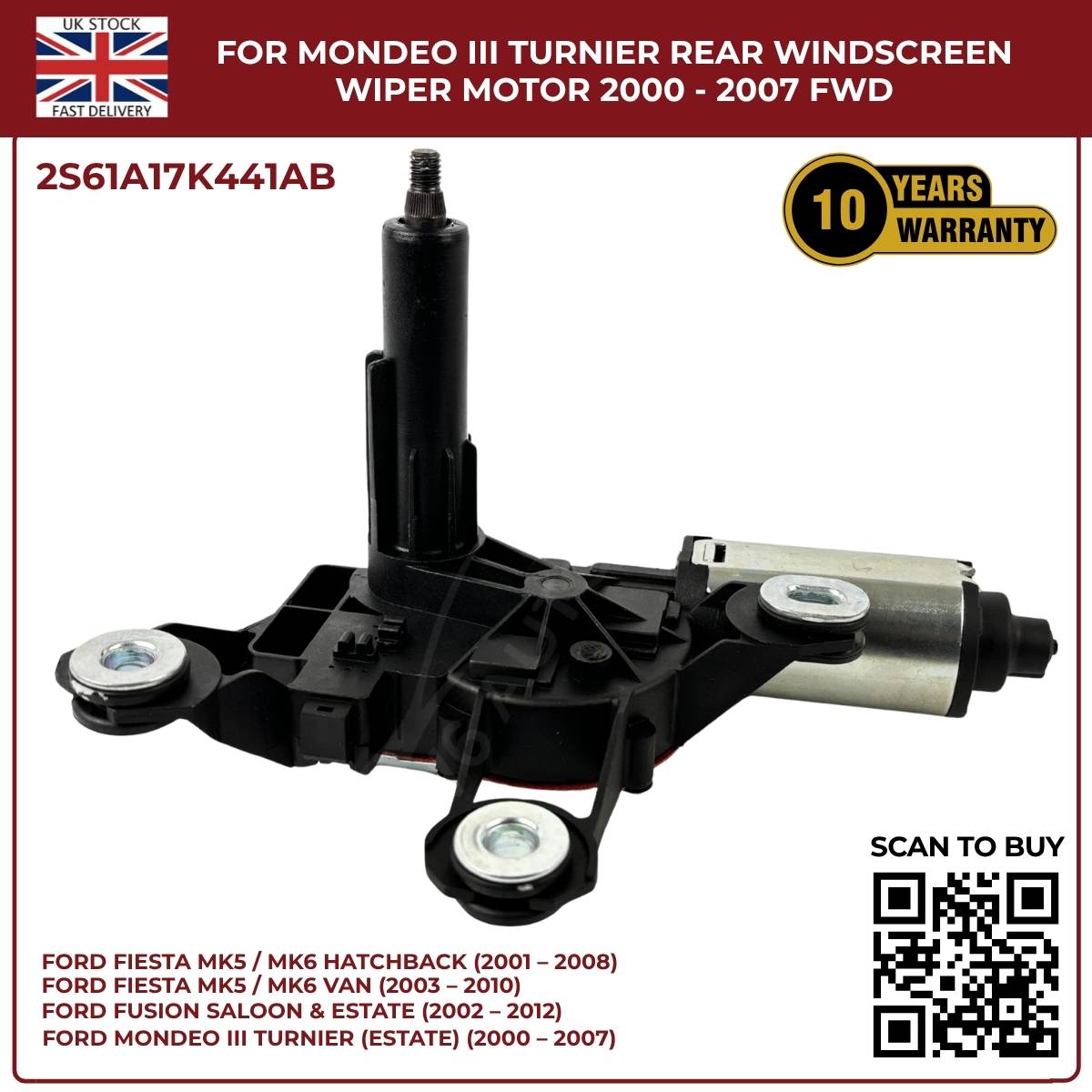 Ford Fiesta MK5/MK6 Rear Windscreen Wiper Motor (2001–2010) – OEM Replacement 2S61A17K441AB