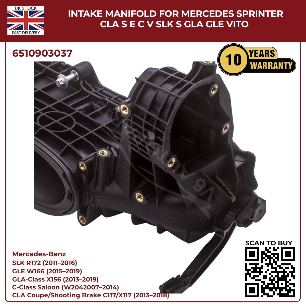 Intake Manifold OEM 6510903037 – Mercedes Sprinter, CLA, S-Class, E-Class, C-Class, Vito, SL, GLA, GLE
