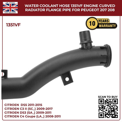 Water Coolant Hose  1351VF – Rear Right Engine Radiator Pipe for Peugeot & Citroën