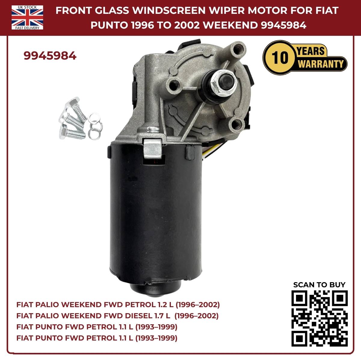 Front Windscreen Wiper Linkage Motor 9945984 Fits Fiat Palio Weekend 1996–2002 | OEM‑Style Replacement