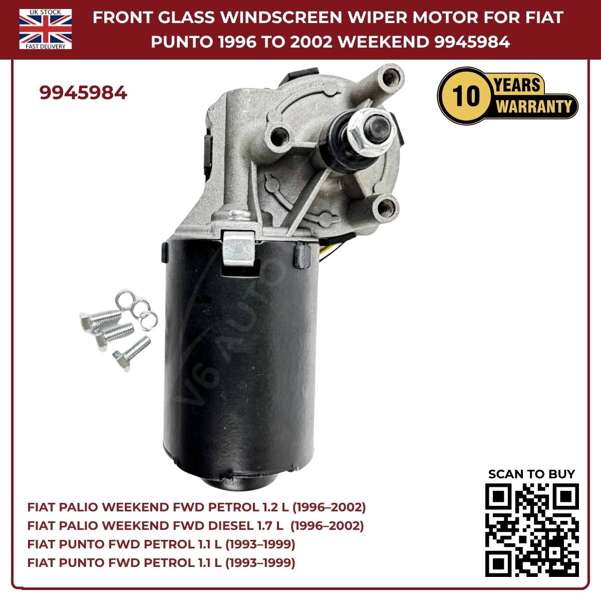 Front Windscreen Wiper Linkage Motor 9945984 Fits Fiat Palio Weekend 1996–2002 | OEM‑Style Replacement