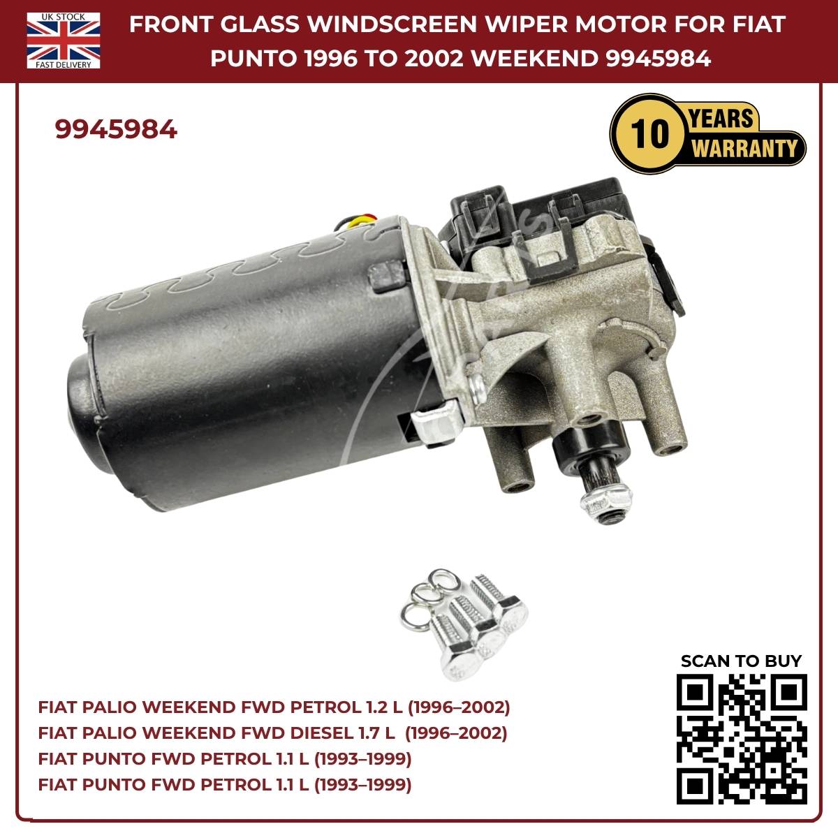 Front Windscreen Wiper Linkage Motor 9945984 Fits Fiat Palio Weekend 1996–2002 | OEM‑Style Replacement