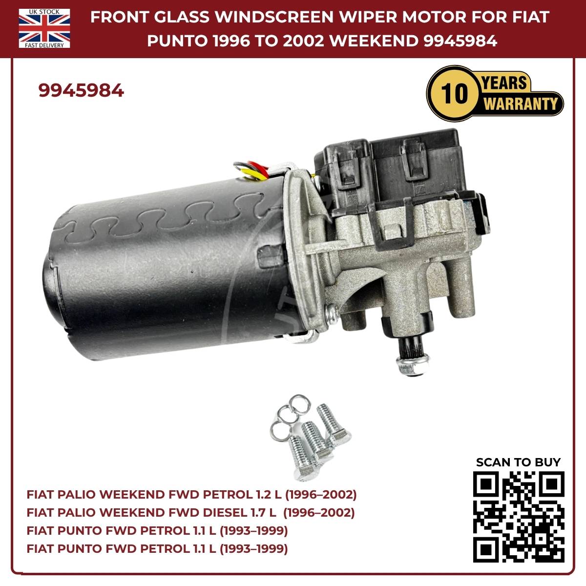 Front Windscreen Wiper Linkage Motor 9945984 Fits Fiat Palio Weekend 1996–2002 | OEM‑Style Replacement
