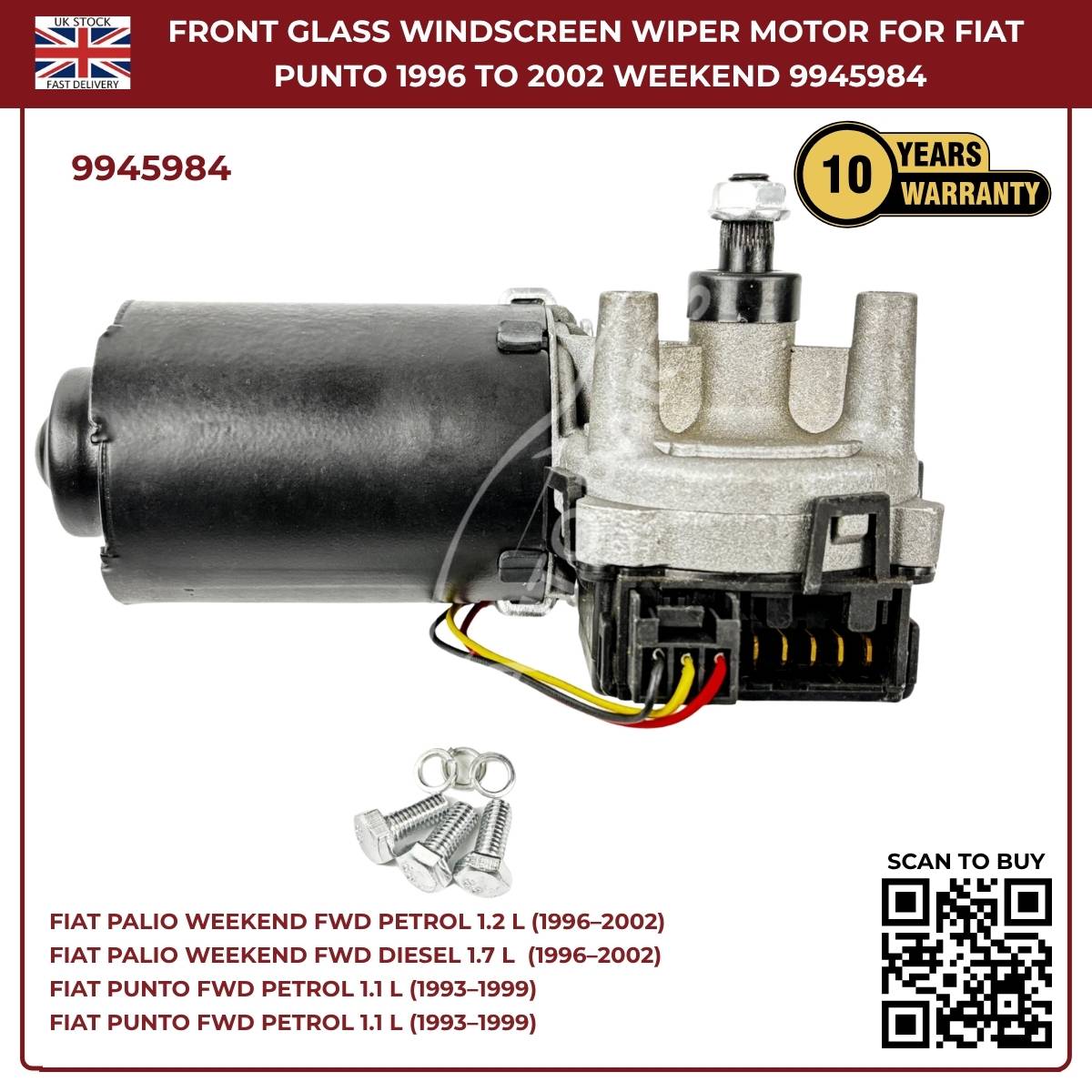 Front Windscreen Wiper Linkage Motor 9945984 Fits Fiat Palio Weekend 1996–2002 | OEM‑Style Replacement
