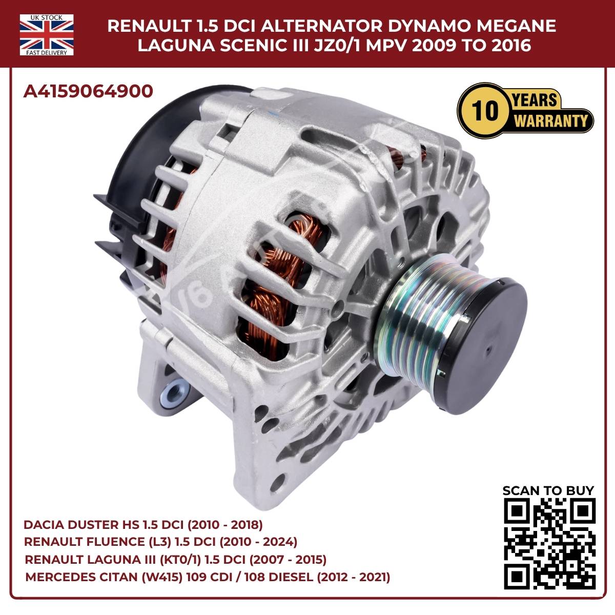 image of Renault Megane III 1.5 dCi Diesel Alternator Replacement A4159064900