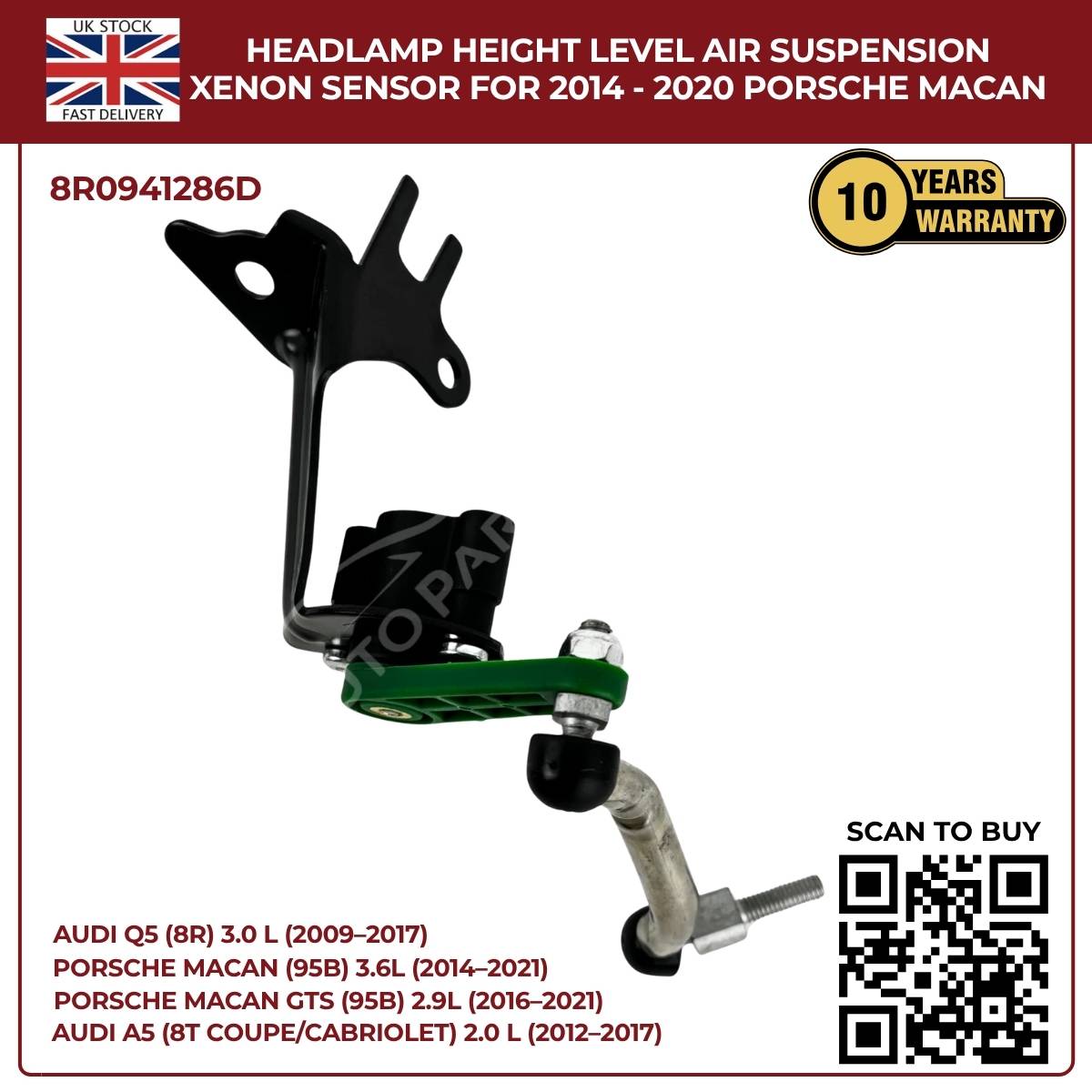 Front Right Suspension Height Level Sensor for Audi Q5 8R 8RB (2008–2017) SUV – OEM Replacement