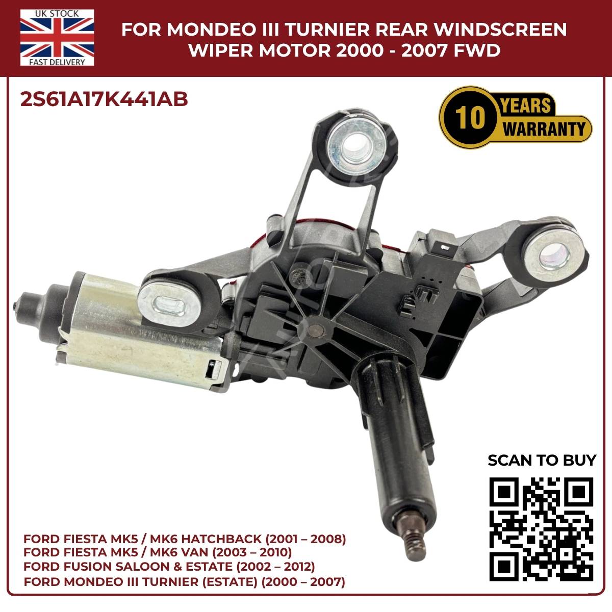 Ford Fiesta MK5/MK6 Rear Windscreen Wiper Motor (2001–2010) – OEM Replacement 2S61A17K441AB