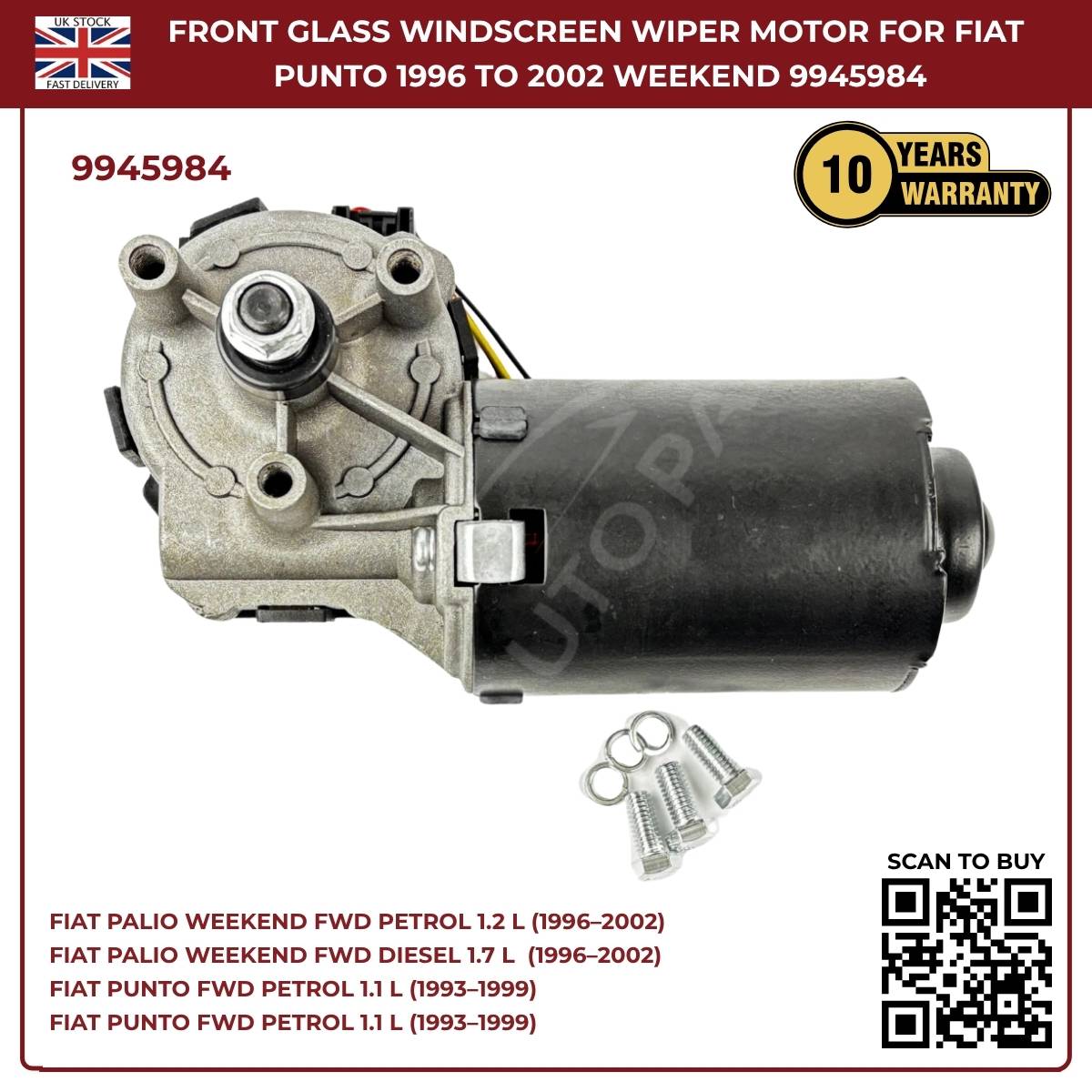 Front Windscreen Wiper Linkage Motor 9945984 Fits Fiat Palio Weekend 1996–2002 | OEM‑Style Replacement
