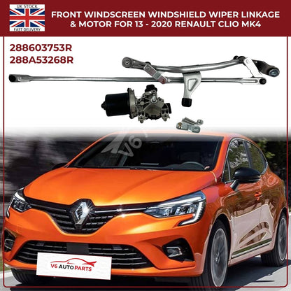 Front Windscreen Wiper Linkage Arm & Motor for Renault Clio MK4 (2013–2020) RHD