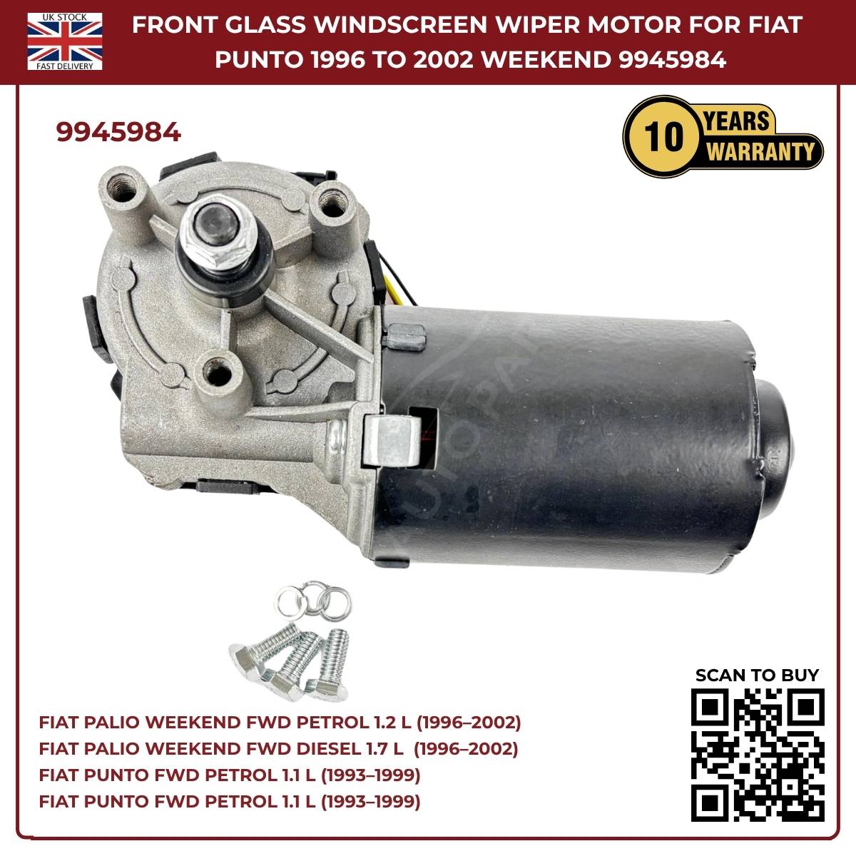 Front Windscreen Wiper Linkage Motor 9945984 Fits Fiat Palio Weekend 1996–2002 | OEM‑Style Replacement