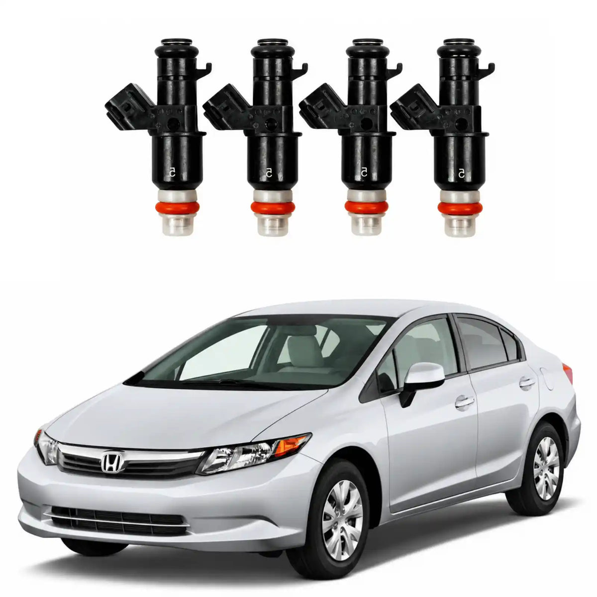 Image of Honda Civic fuel injector set of 4, part number 16450-RNA-A01