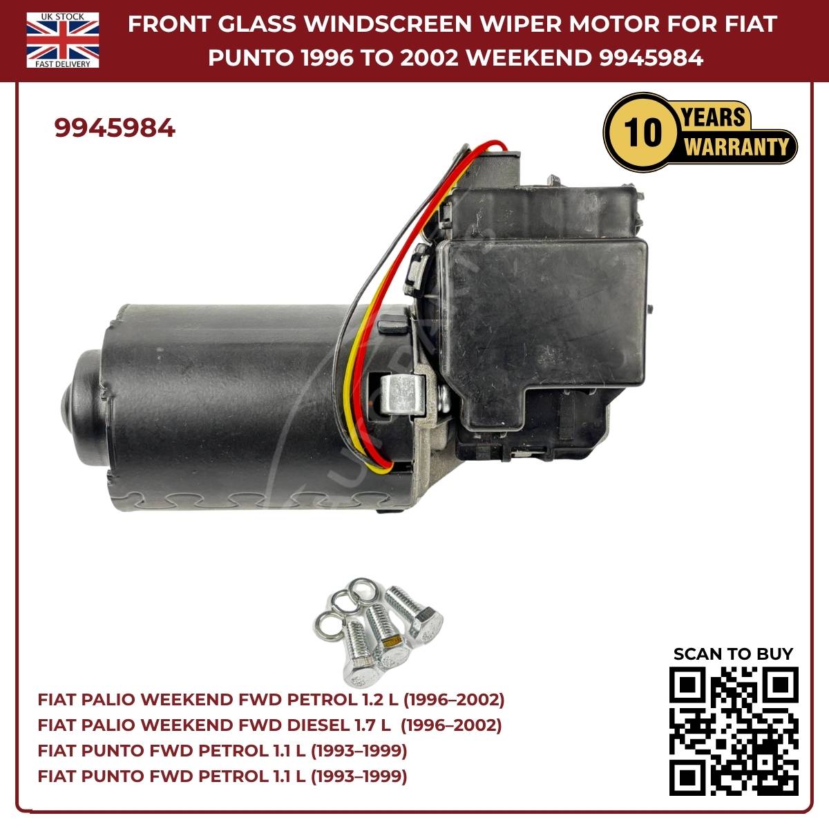 Front Windscreen Wiper Linkage Motor 9945984 Fits Fiat Palio Weekend 1996–2002 | OEM‑Style Replacement