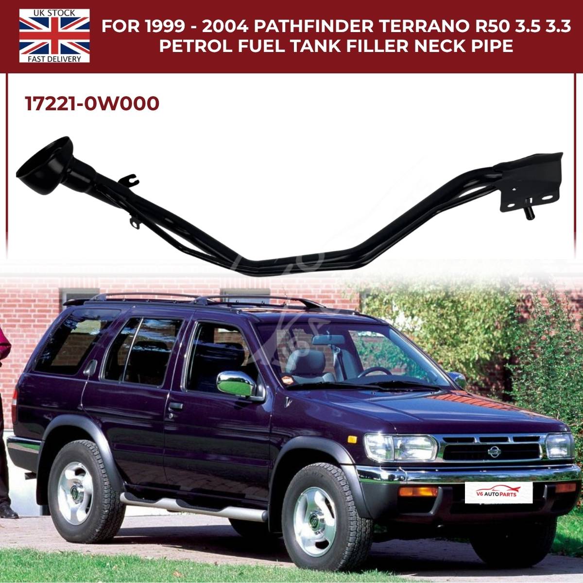 Replacement Fuel Tank Filler Neck Pipe – Nissan Pathfinder / Terrano R50 (1999–2004, 3.3L & 3.5L Petrol, OEM 17221-0W000)