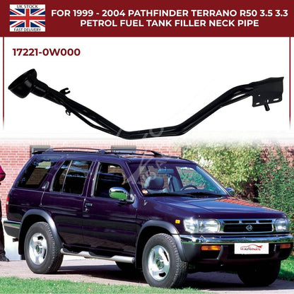 Replacement Fuel Tank Filler Neck Pipe – Nissan Pathfinder / Terrano R50 (1999–2004, 3.3L & 3.5L Petrol, OEM 17221-0W000)