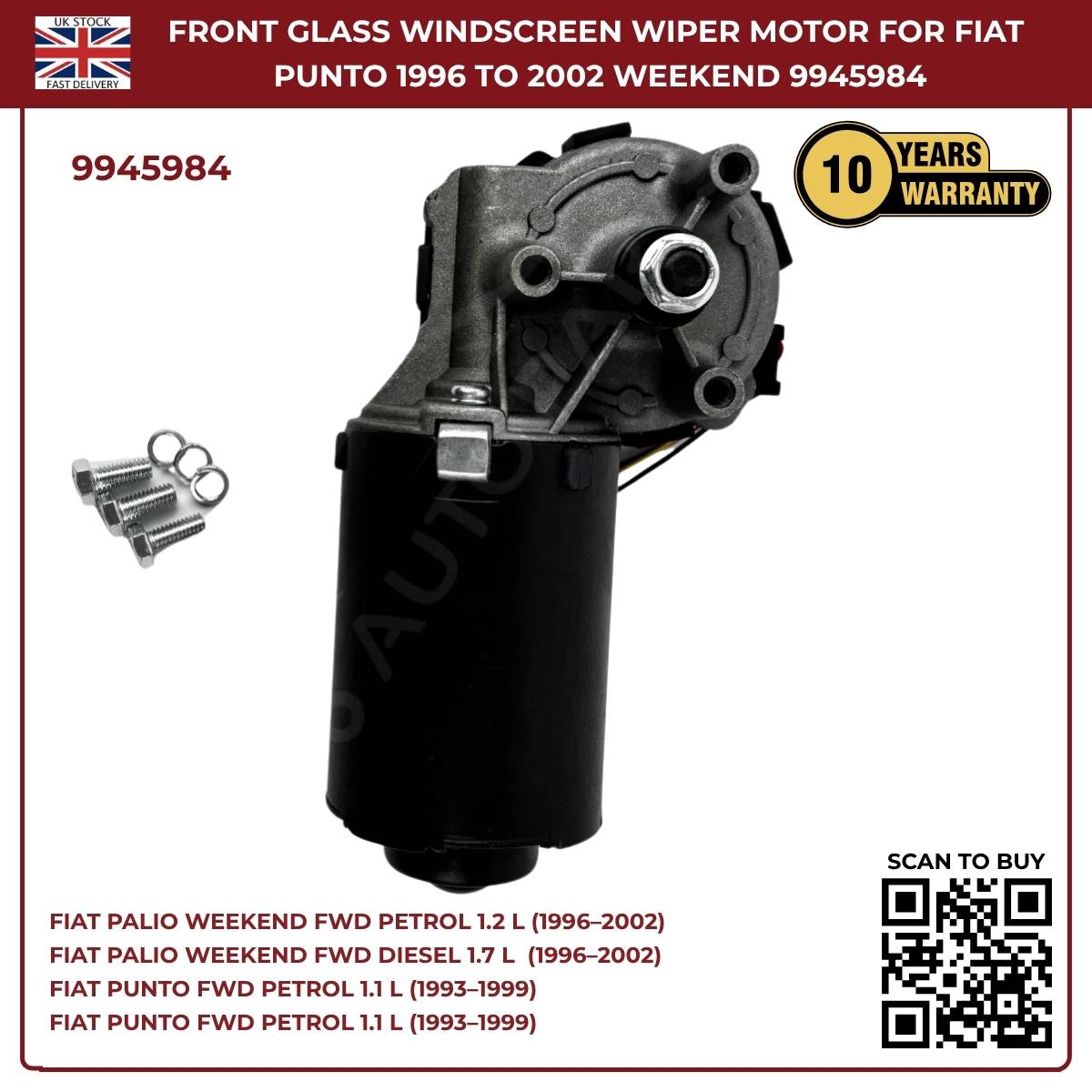 Front Windscreen Wiper Linkage Motor 9945984 Fits Fiat Palio Weekend 1996–2002 | OEM‑Style Replacement