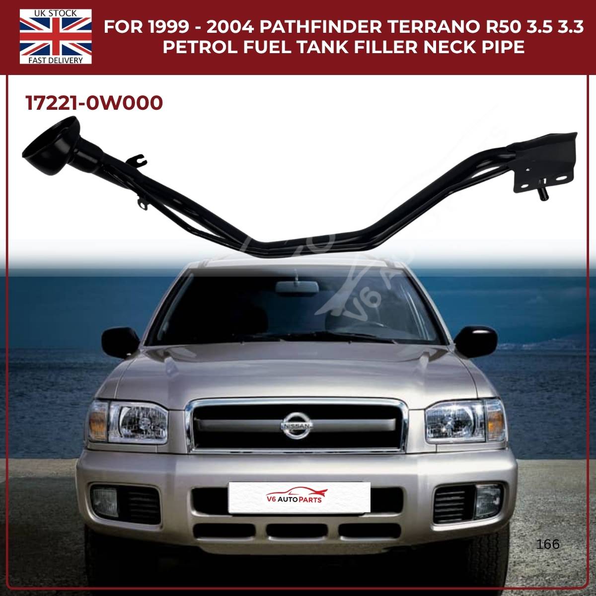 Replacement Fuel Tank Filler Neck Pipe – Nissan Pathfinder / Terrano R50 (1999–2004, 3.3L & 3.5L Petrol, OEM 17221-0W000)