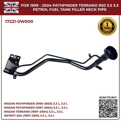Replacement Fuel Tank Filler Neck Pipe – Nissan Pathfinder / Terrano R50 (1999–2004, 3.3L & 3.5L Petrol, OEM 17221-0W000)