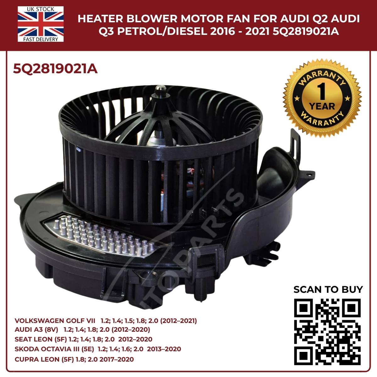 image of Skoda Superb Estate Heater Blower Fan 5Q2819021A