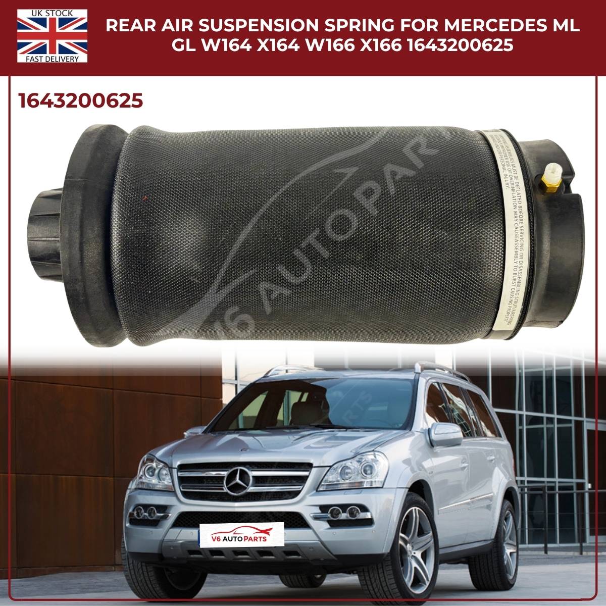 Rear Air Suspension Spring Bag / Shock Strut for Mercedes‑Benz ML & GL Class W164 X164