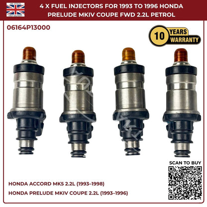 4x Fuel Injectors For Honda Prelude MKIV (1993–1996) 2.2L F22A1/F22A4 FWD Petrol