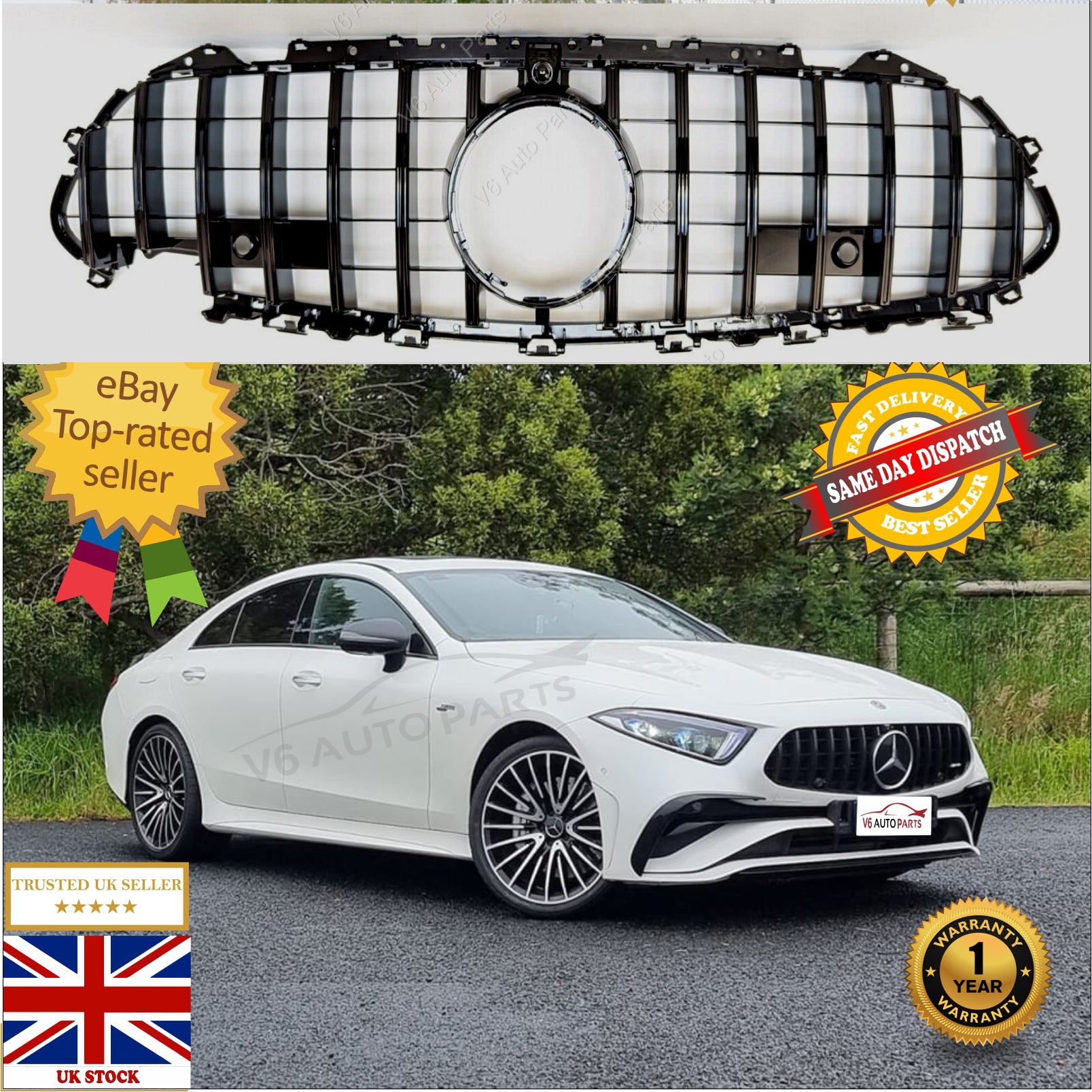 For Mercedes C257 CLS-Class CLS300 CLS400 Front Radiator Grille Panamericana 2018-20