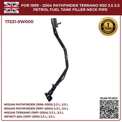 Replacement Fuel Tank Filler Neck Pipe – Nissan Pathfinder / Terrano R50 (1999–2004, 3.3L & 3.5L Petrol, OEM 17221-0W000)