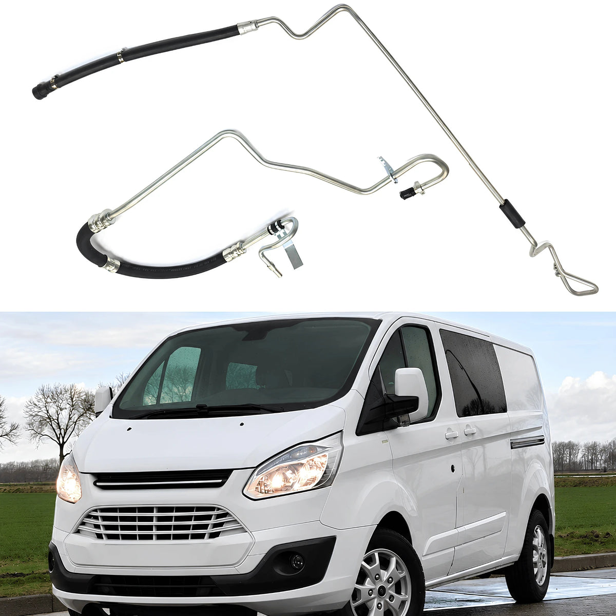 Image of low pressure power steering return pipe for Ford Transit Custom 2.2 FWD, part 1722808 + 2215629