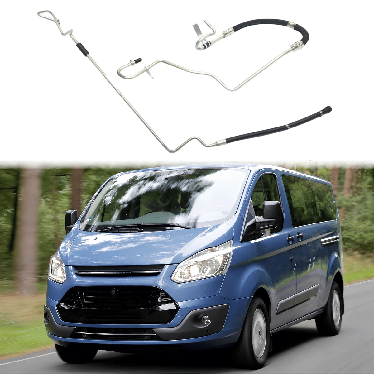 Image of high pressure power steering pipe for Ford Transit Custom 2.2 FWD 2012–2016, part 1722808 + 2215629