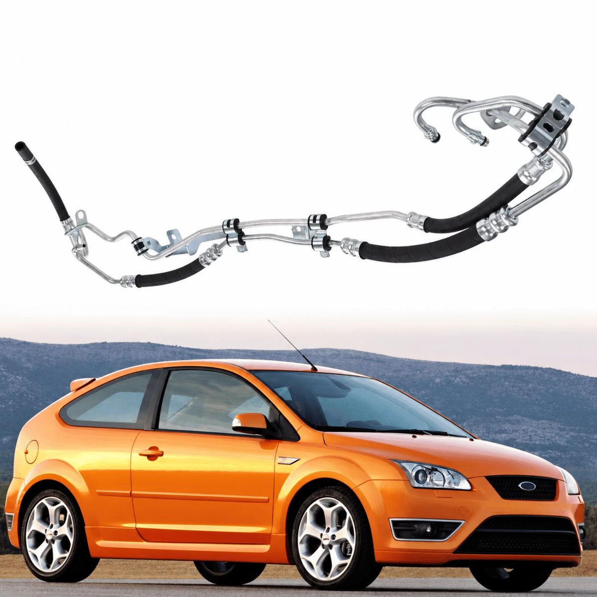 Image of power steering pipe 1743278 for Ford Focus Mk2 2004–2011, petrol and diesel models