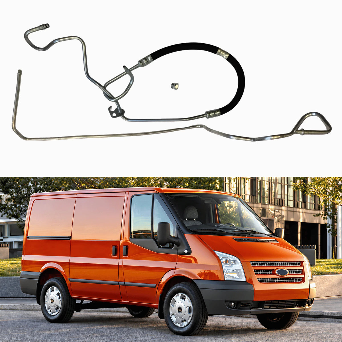 Image of high pressure power steering hose for Ford Transit MK7 2.2 FWD 2006–2014, part 1764044 + 1744753