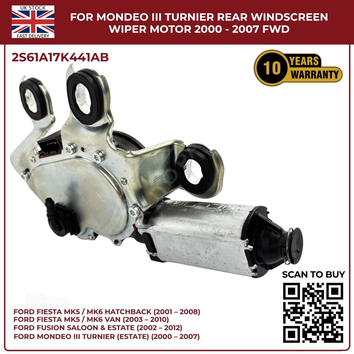 Ford Fiesta MK5/MK6 Rear Windscreen Wiper Motor (2001–2010) – OEM Replacement 2S61A17K441AB
