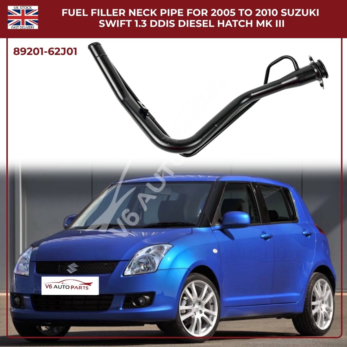 Replacement Diesel Fuel Tank Filler Neck Pipe – Suzuki Swift Mk3 1.3 DDiS (2005–2010) | Part No. 89201-62J01