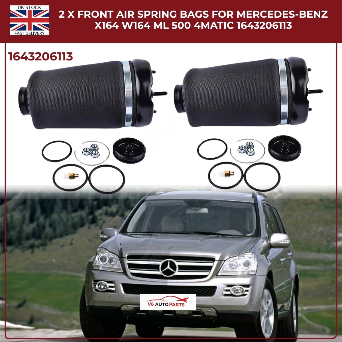 2x Front Air Suspension Spring Bags — Mercedes-Benz GL/ML-Class X164 W164 (GL 450, ML 500)