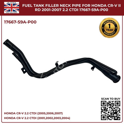 Image of 17667-S9A-P00 fuel filler pipe for Honda CR-V 2.2 CDTi diesel