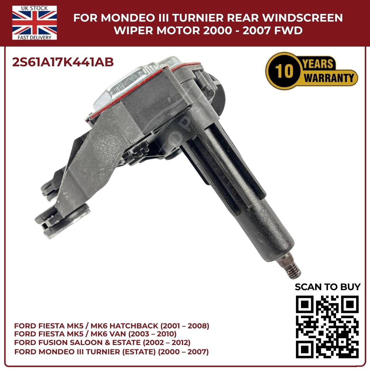 Ford Fiesta MK5/MK6 Rear Windscreen Wiper Motor (2001–2010) – OEM Replacement 2S61A17K441AB