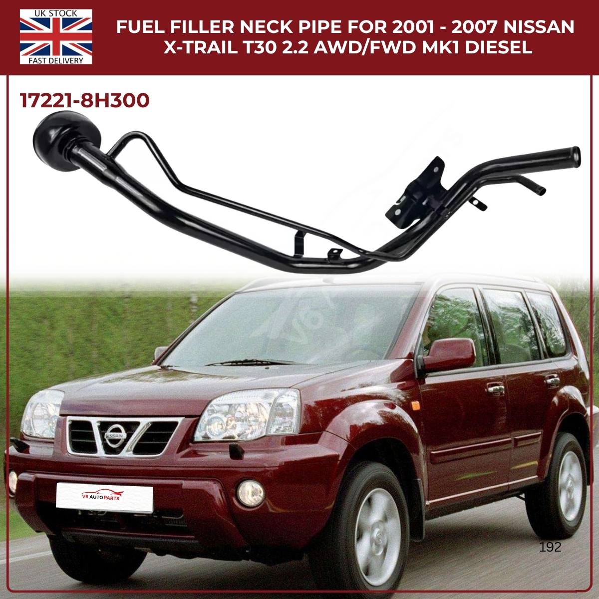 Fuel Tank Filler Neck Pipe 17221-8H300 For  Nissan X-Trail T30 SUV 2.2 Diesel 4WD/2WD (2001–2007)