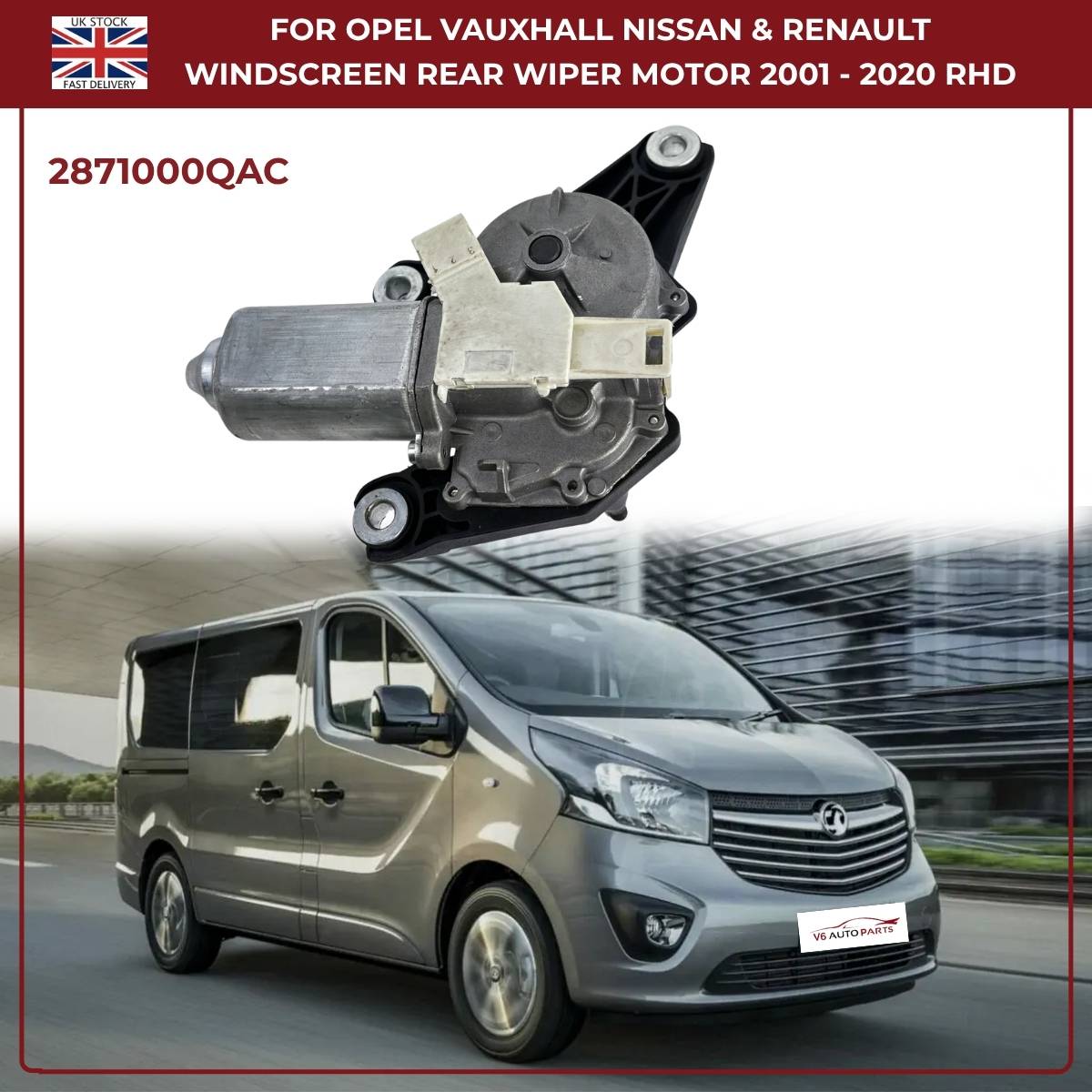 Rear Wiper Motor for Nissan Primastar, Renault Trafic II, Opel/Vauxhall Vivaro B X82