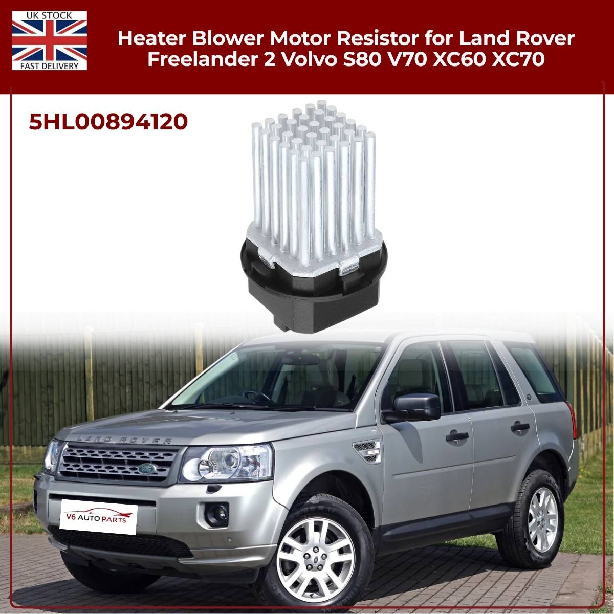Heater Blower Motor Resistor 5HL00894120 — Fits Land Rover Freelander 2, Volvo S80, V70, XC60, XC70