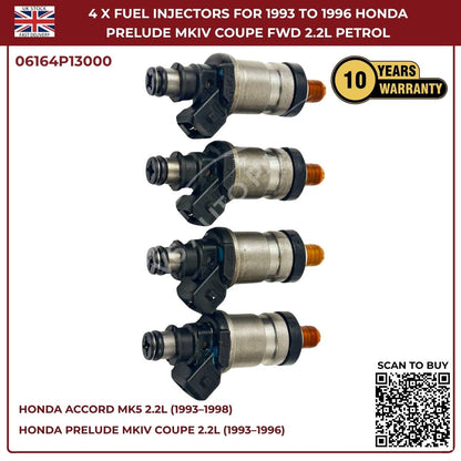 4x Fuel Injectors For Honda Prelude MKIV (1993–1996) 2.2L F22A1/F22A4 FWD Petrol