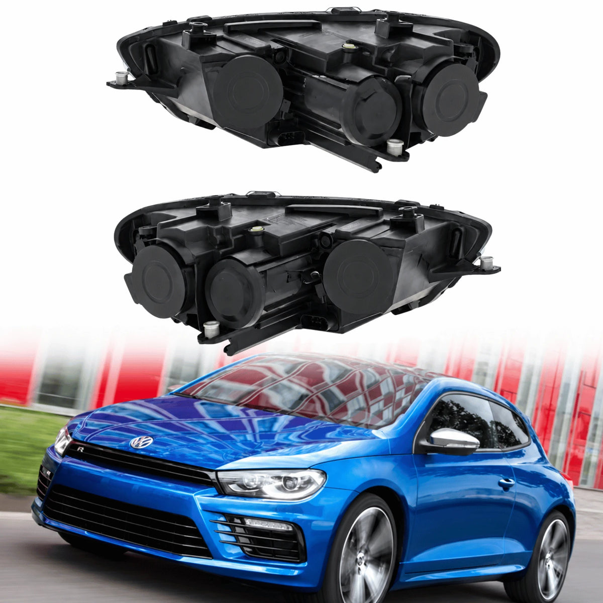 Image of VW Scirocco MK3 Black Inner Halogen Headlamp Set 2008-2015 1K8941005D
