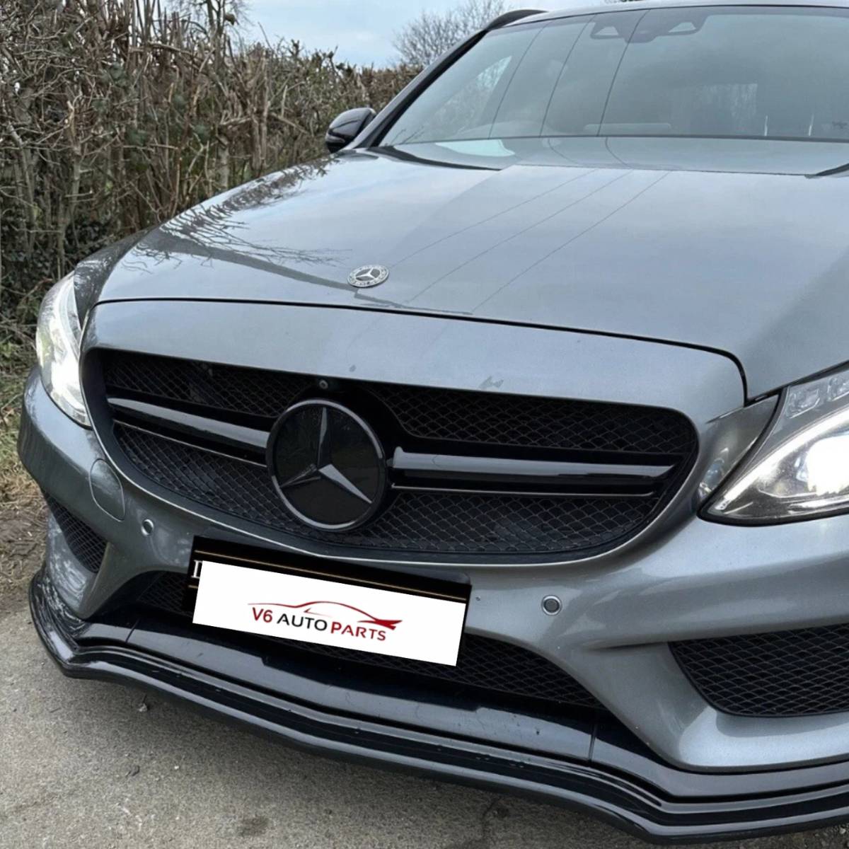 Mercedes C-Class W205 C43 AMG Front Grille Emblem Badge – Gloss Black (2018–2020)