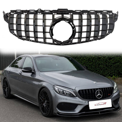 Front Bumper Panamericana Gloss Black Grille – Mercedes C‑Class S205 (2018–2020 C43 AMG)