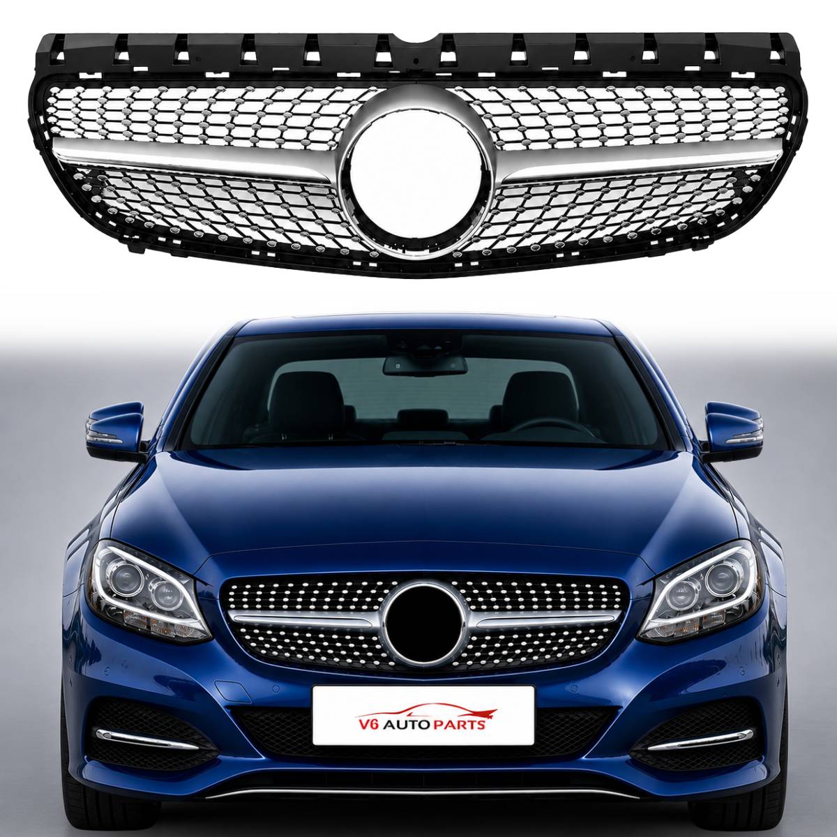 Vorderer Kühlergrill aus Chrom für 2015–2018 Mercedes Benz B-Klasse W246 B220 Diamond AMG 