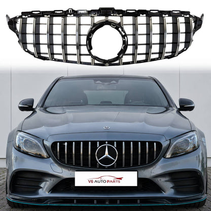 Front Radiator Panamericana Chrome Grille – Mercedes C‑Class A205 C300 C180d C43 GTR (2018–2020)