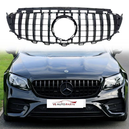 Front Bumper Gloss Black GT Style Grille – Fits Mercedes-Benz E-Class S213 E200 Avantgarde (2016–2021 AMG Look)