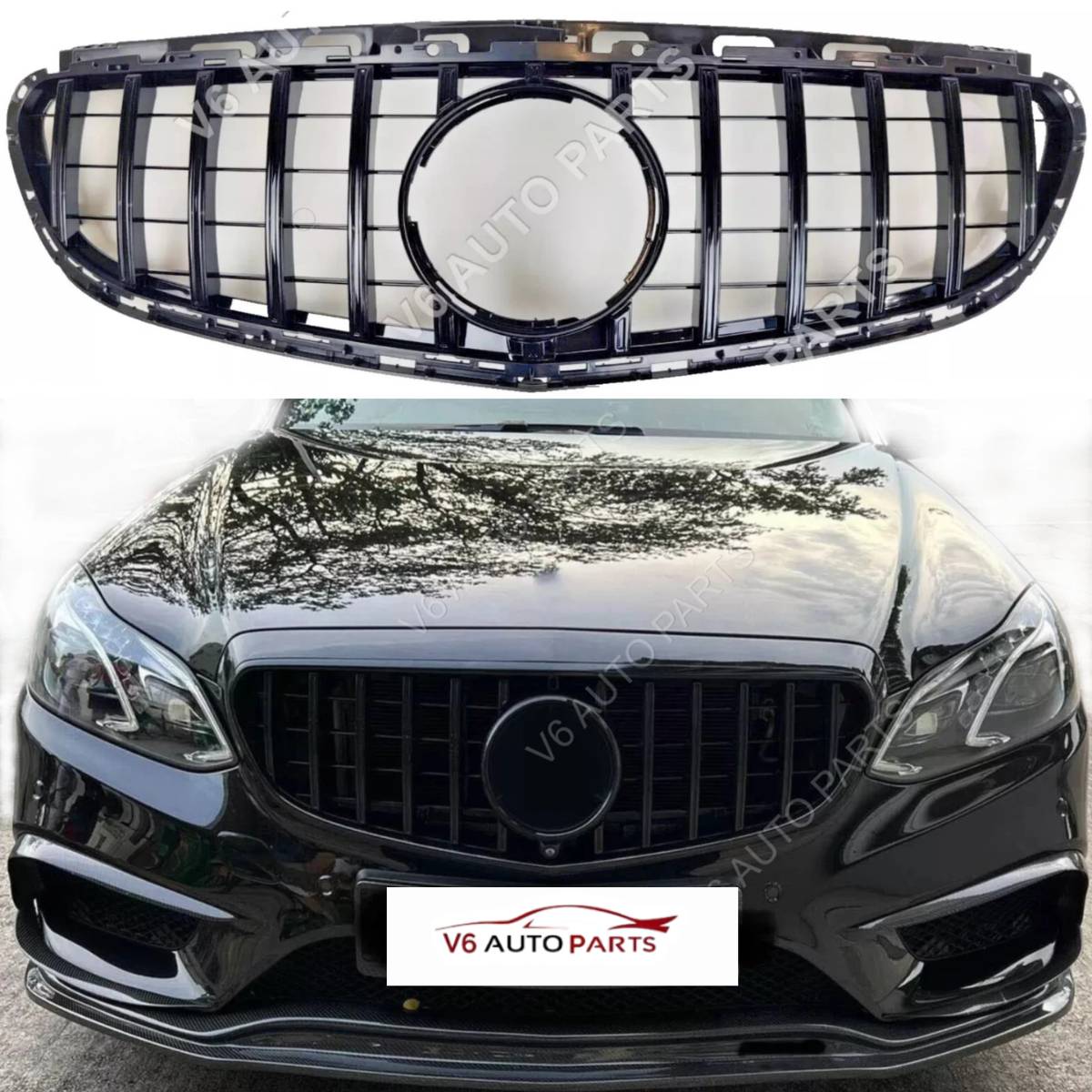 Mercedes‑Benz E‑Class W212 (2013–2016) Front Radiator GT Panamericana Gloss Black Grille – Fits E200, E250, E300 Saloon