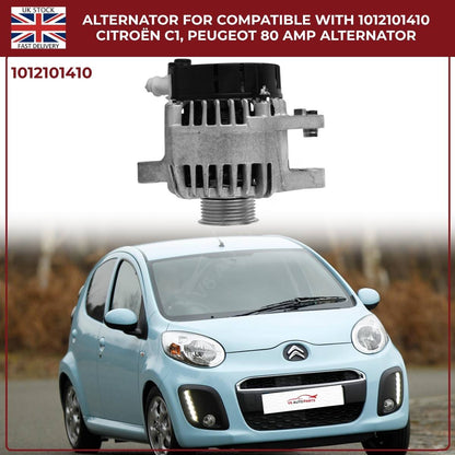 80A Alternator Fits Peugeot 107 1.0 2005‑2016 · Ref 102211‑8731 / DAN1035 / 0986049960 / DRA0248