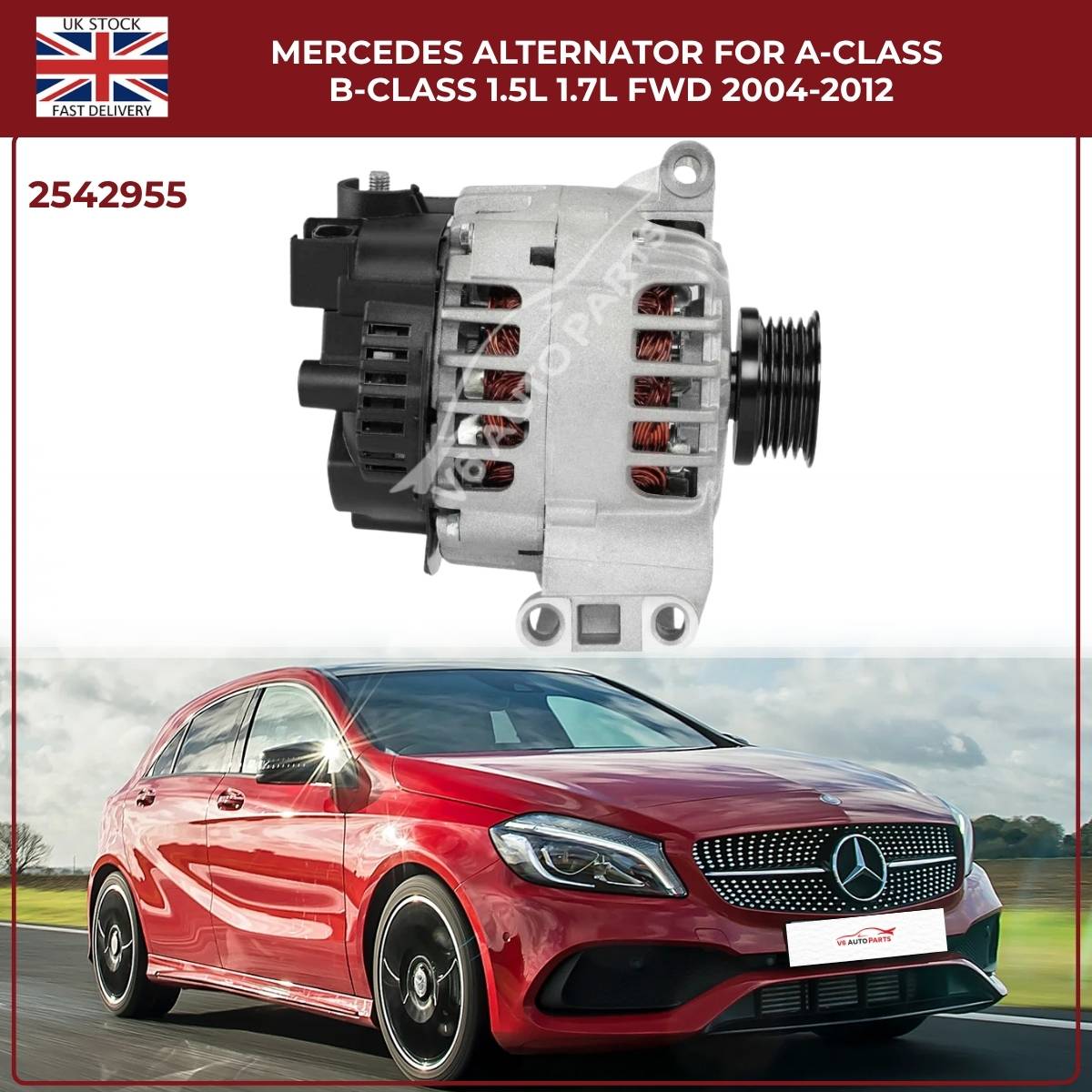 Mercedes Alternator SG9B121 / 2542955 — A-Class W169 & B-Class W245 1.5L / 1.7L Petrol FWD (2004–2012)